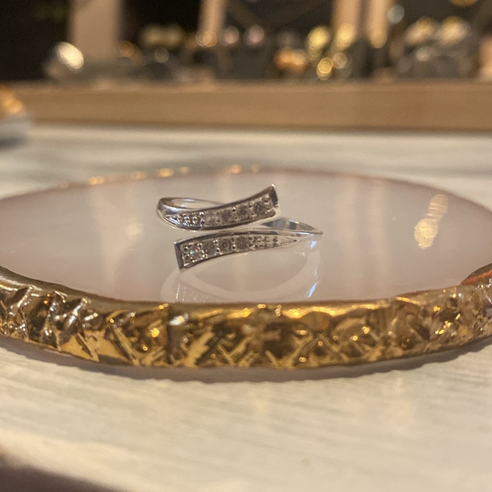 Sterling Silver Adjustable Crystal Ring - image 2